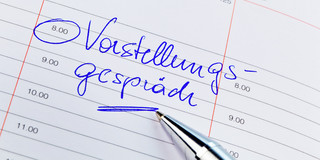 Termin_Vorstellungsgespräch Eintrag für ein Vorstellungsgespräch in einen Terminkalender.